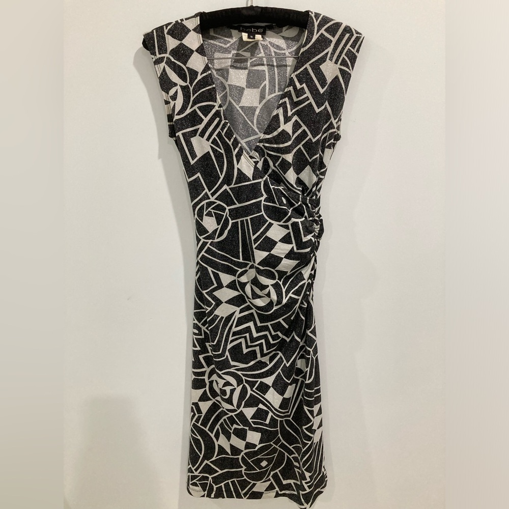 Vintage Bebe Black and Silver Cross Top